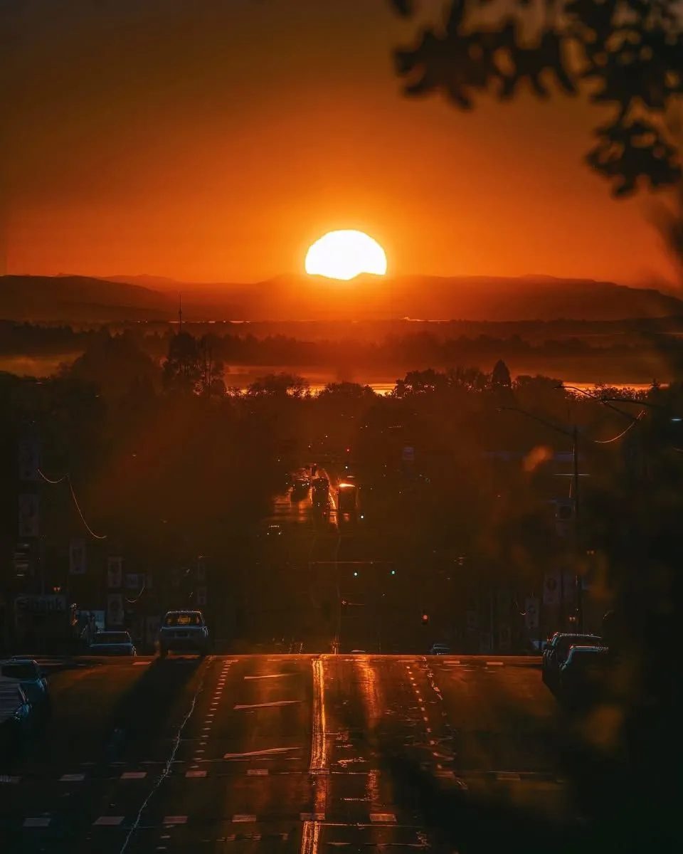 Susanville downtown street glowing orange beneath a setting sun