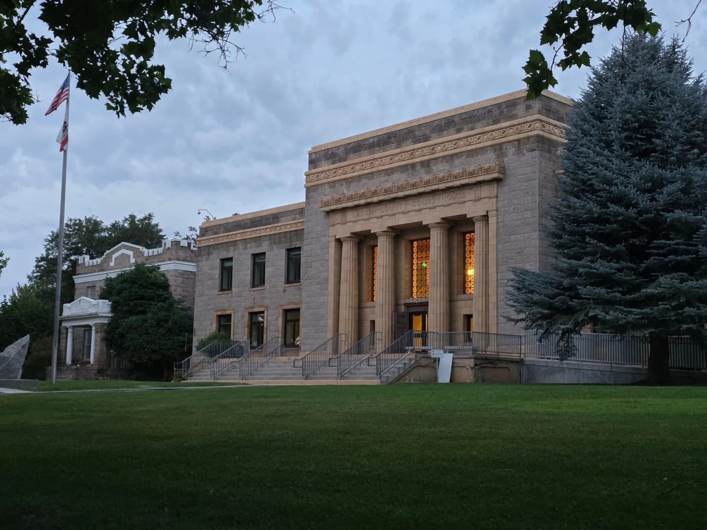 Lassen County Court House exterior at dusk in Susanville